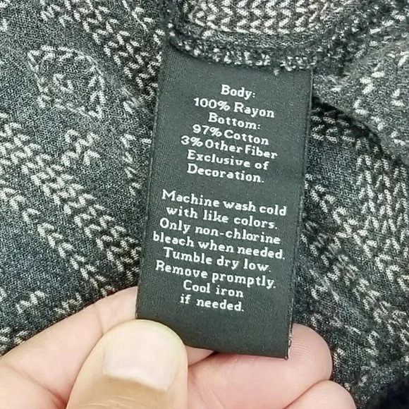 Rock & Republic Medium Womens Buttonless Black Brown Pattern Fringe Short Sleeve - Picture 8 of 8